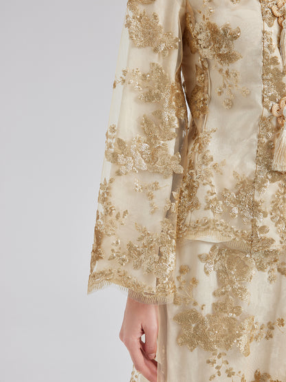 Elegant New Chinese-style Lace Gold Blouse