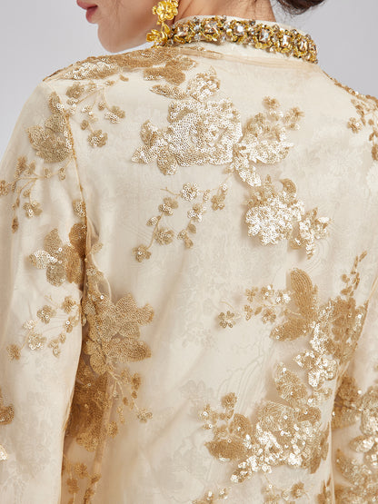 Elegant New Chinese-style Lace Gold Blouse