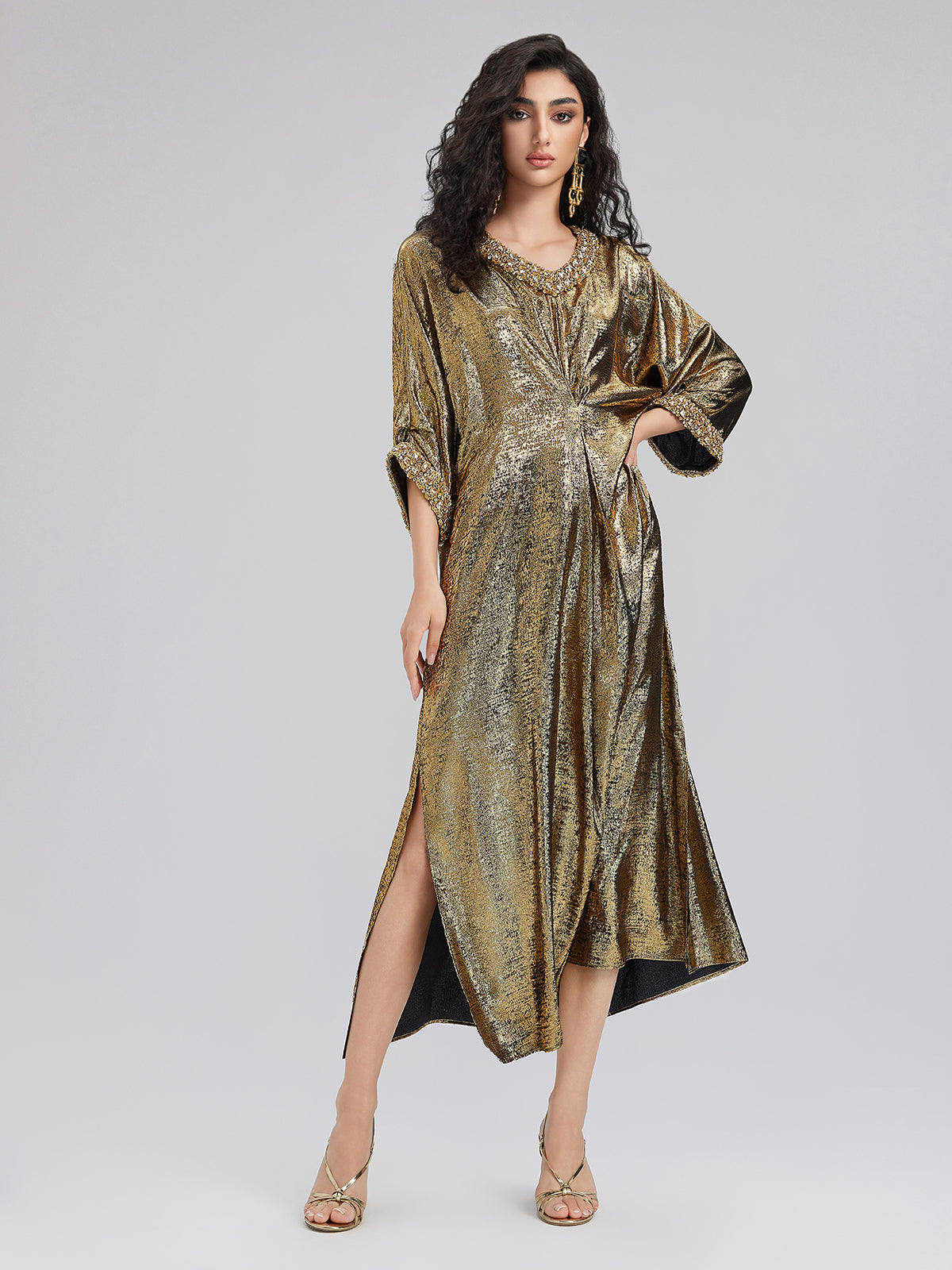 Stunning Gold V-neck Dress