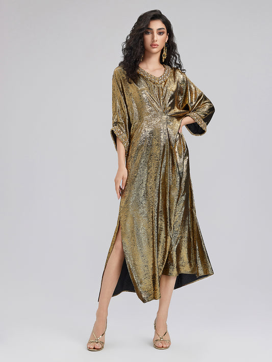 Stunning Gold V-neck Dress