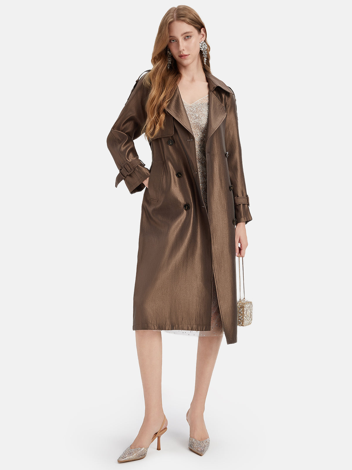 Gold Shimmer Trench Coat