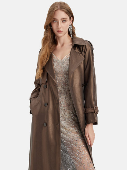 Gold Shimmer Trench Coat