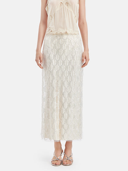 Elegant Sequined Scales Maxi Skirt