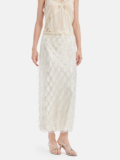 Elegant Sequined Scales Maxi Skirt