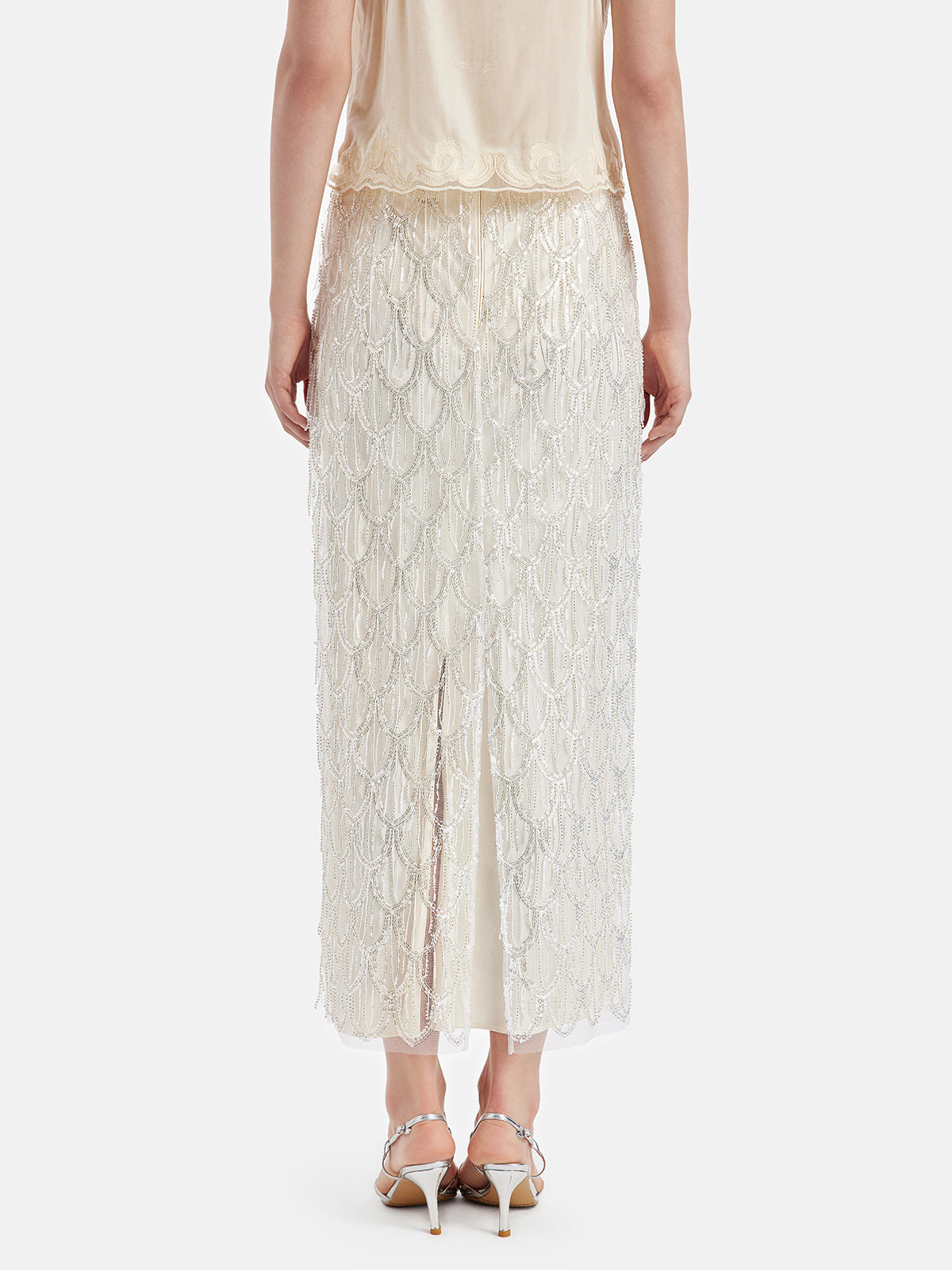 Elegant Sequined Scales Maxi Skirt