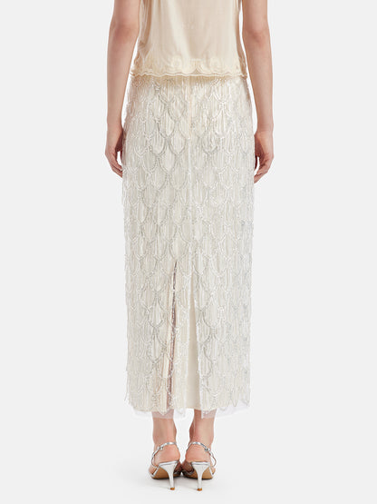 Elegant Sequined Scales Maxi Skirt