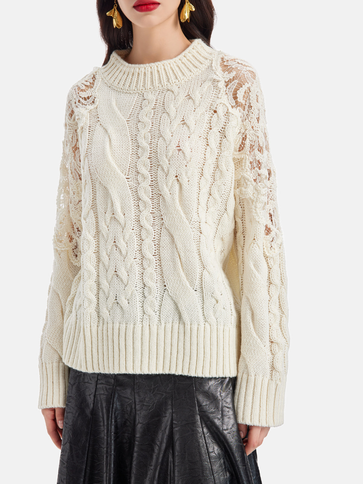 Lace Hollow-Out Stitching Sweater