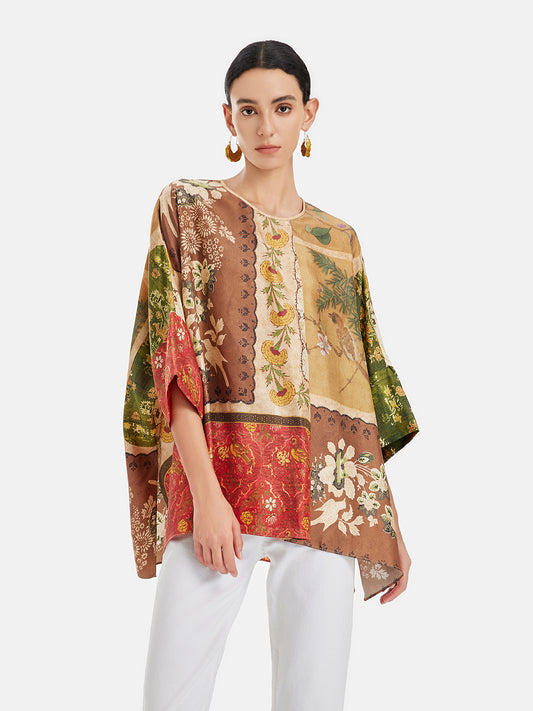 Round Neck Loose Silk Top