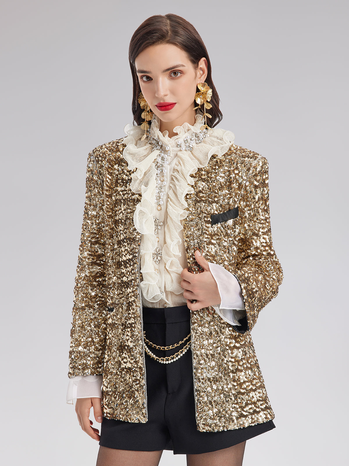 Light Luxury Sequin Heavy-Duty Blazer