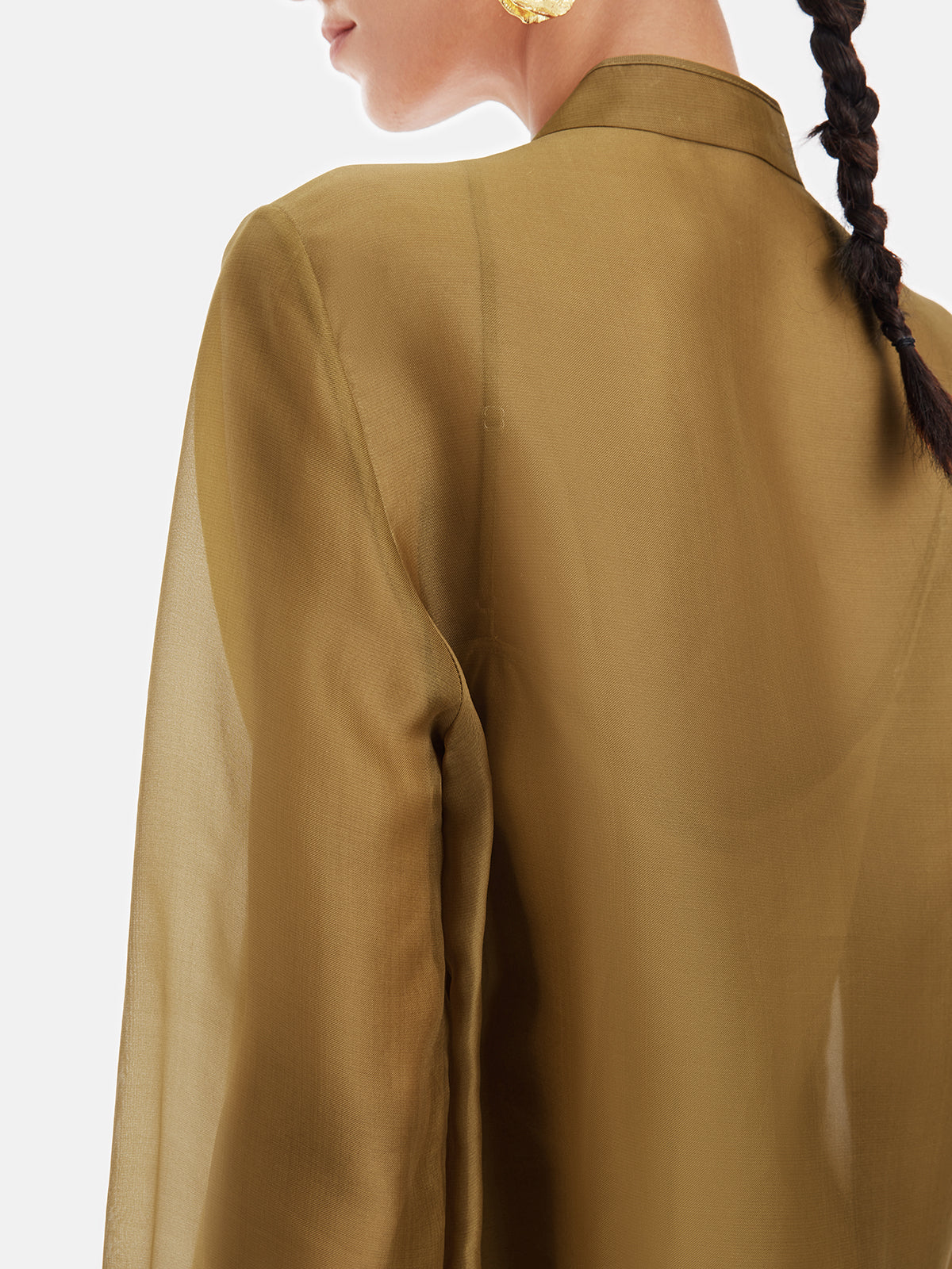 Elegant Olive Silk Layered Blouse