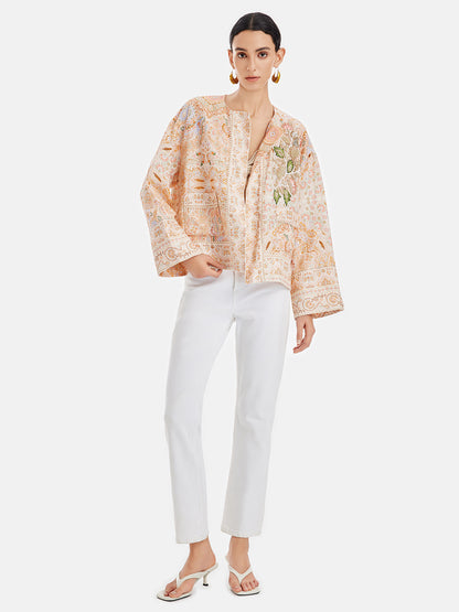 Floral Print Embroidered Loose Jacket