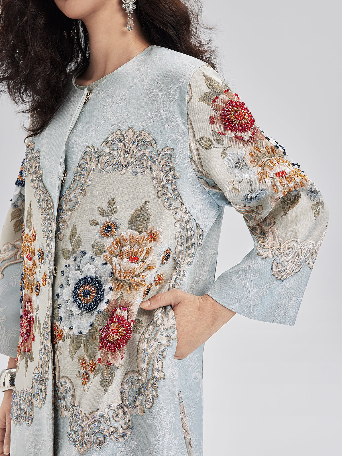 Spring Hand-Sewn Beaded 3D Floral Jacket