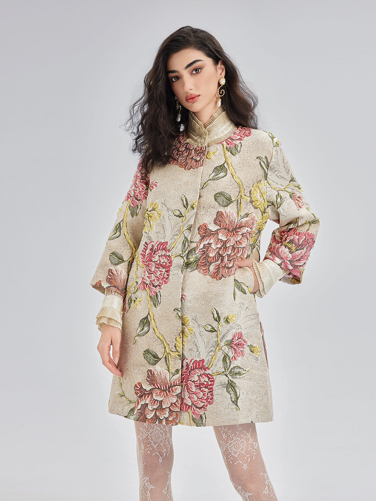 Hand-Sewn Beaded Floral Jacket