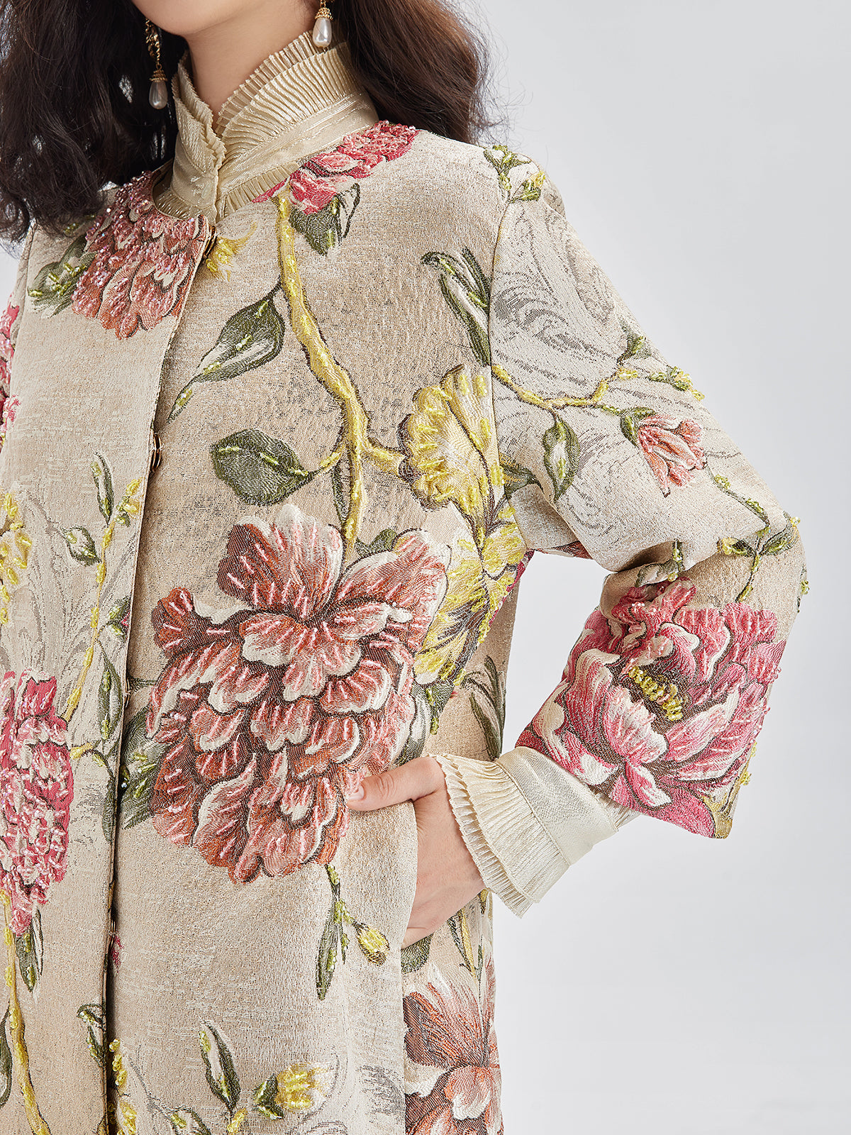 Hand-Sewn Beaded Floral Jacket