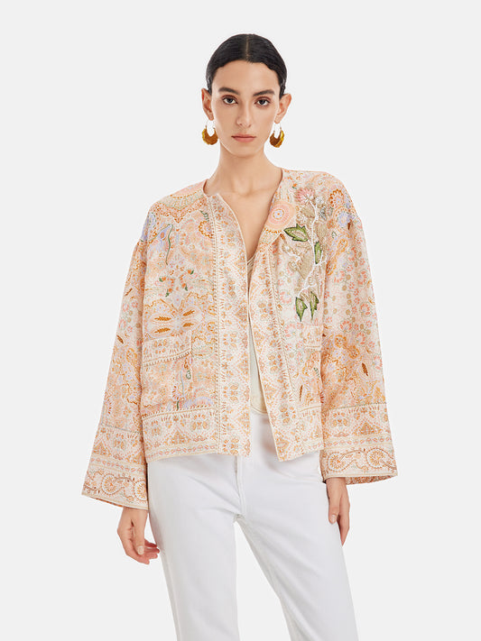 Floral Print Embroidered Loose Jacket