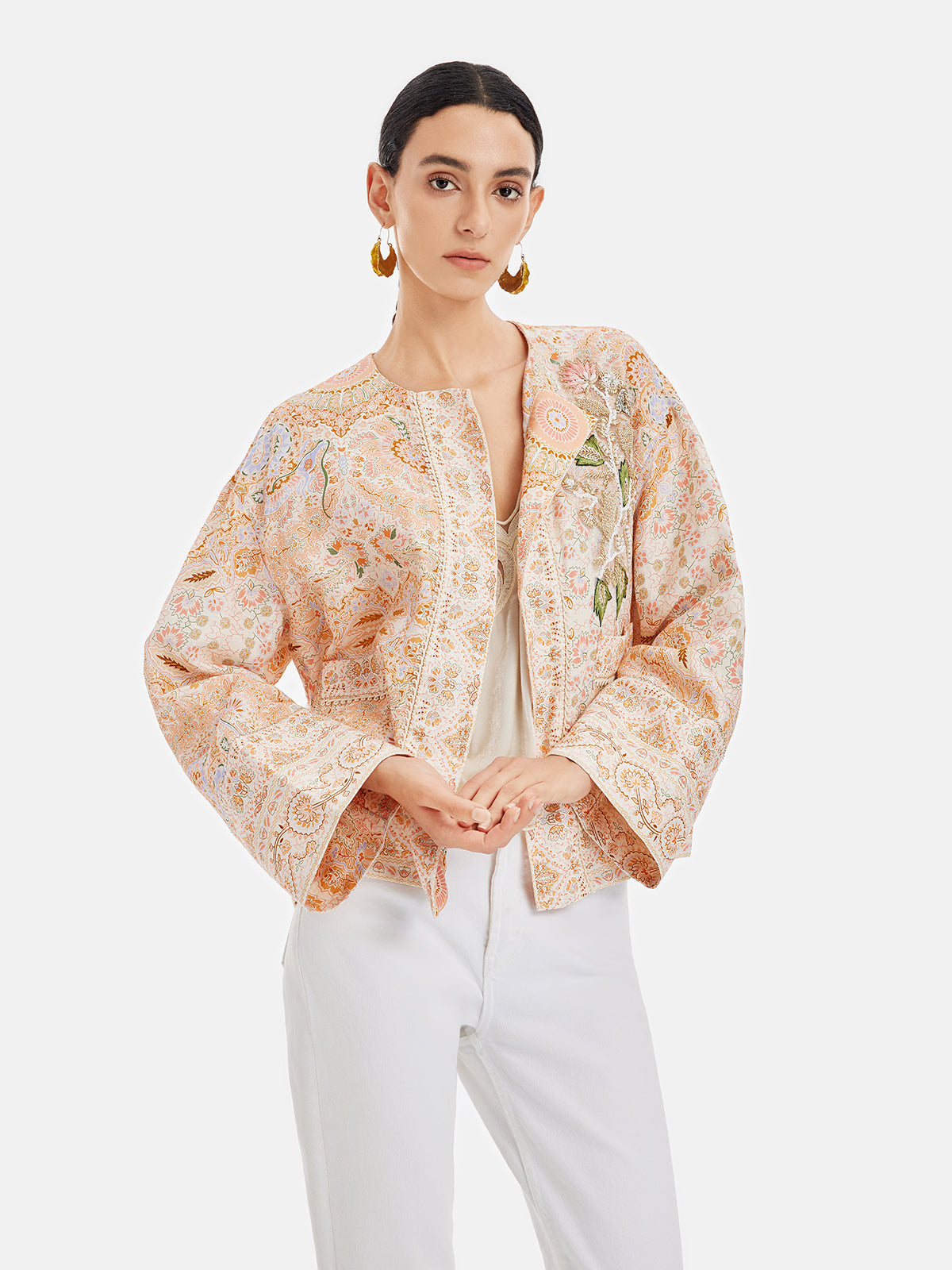 Floral Print Embroidered Loose Jacket