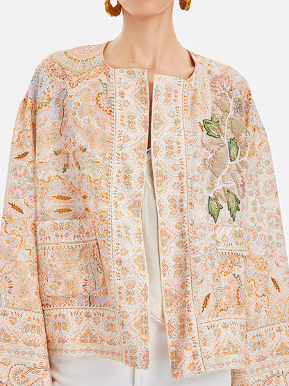 Floral Print Embroidered Loose Jacket