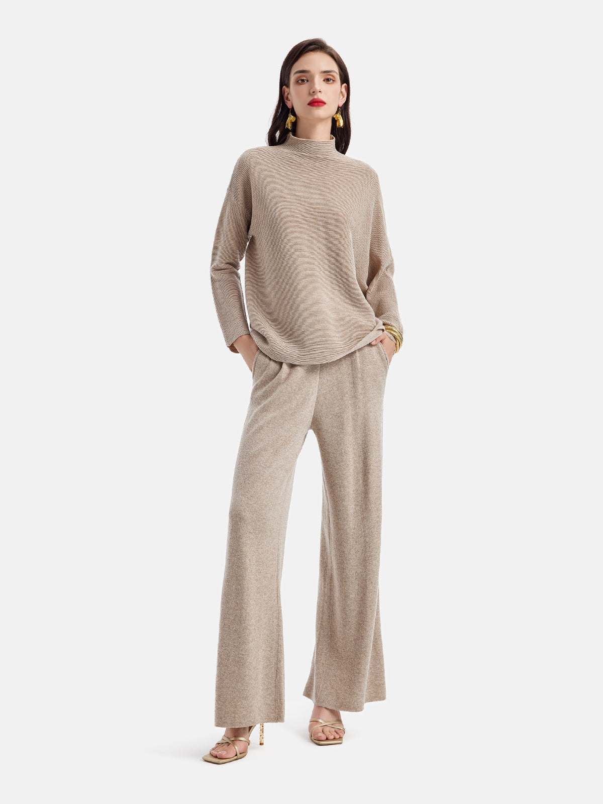 Wool Knit Wide-Leg Pants