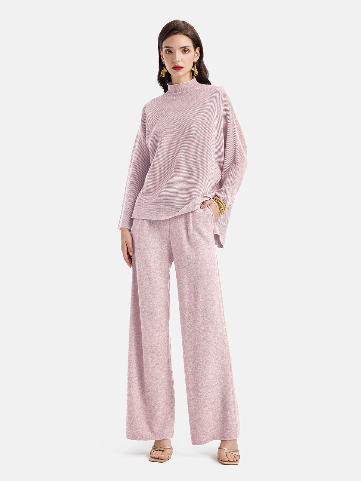 Wool Knit Wide-Leg Pants