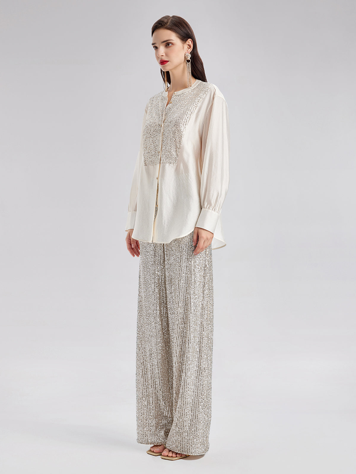 Sequin-Stitched French-Style Shirt