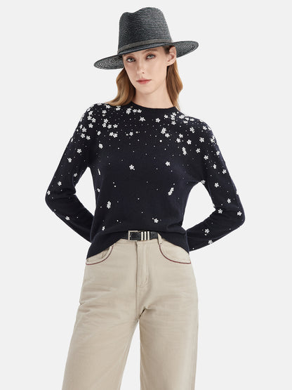 Hand-Embellished Starry Sky Cashmere Sweater