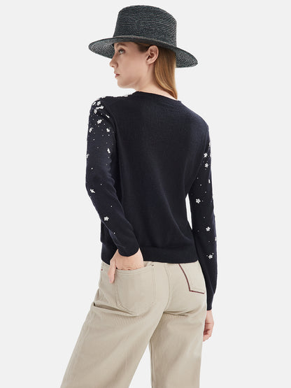 Hand-Embellished Starry Sky Cashmere Sweater