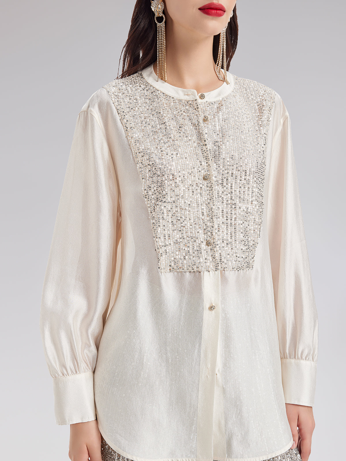 Sequin-Stitched French-Style Shirt
