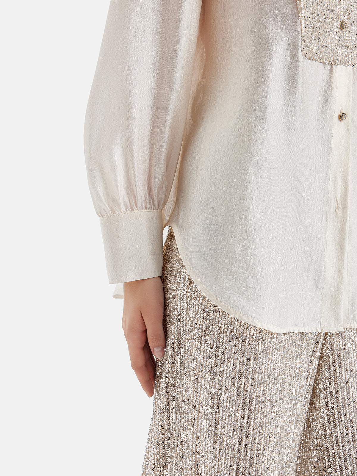 Sequin-Stitched French-Style Shirt