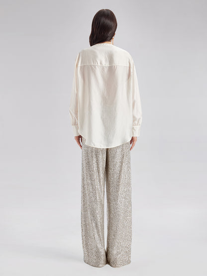 Sequin-Stitched French-Style Shirt