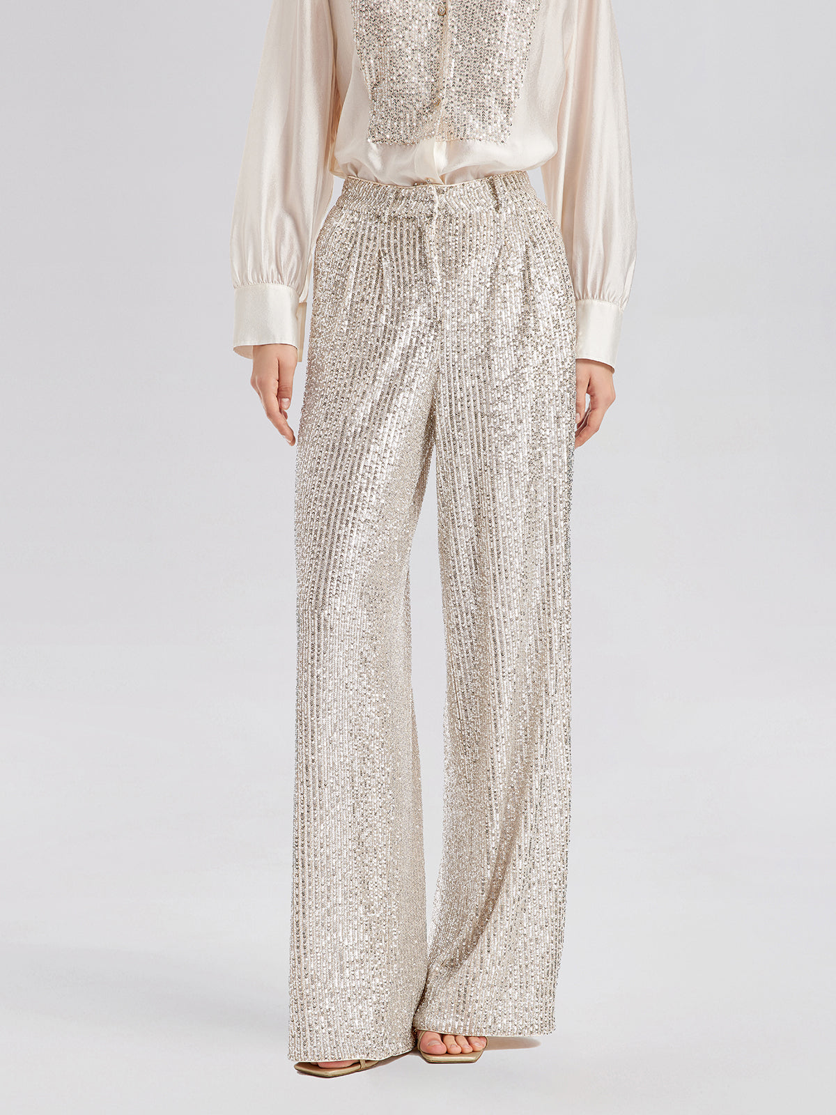 Light Luxury Sequin Wide-Leg Pants - Star Queen