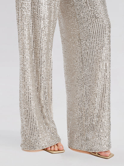 Light Luxury Sequin Wide-Leg Pants