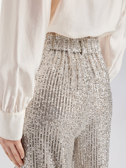 Light Luxury Sequin Wide-Leg Pants