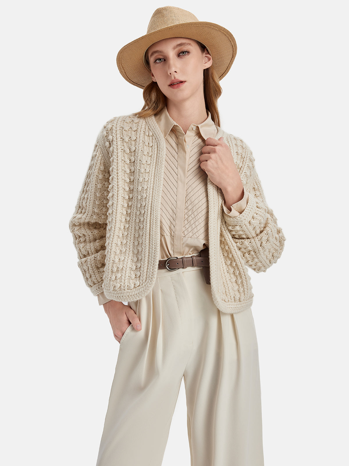 3D Jacquard Wool Cardigan