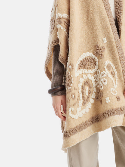 Wool Embroidered Shawl Cape