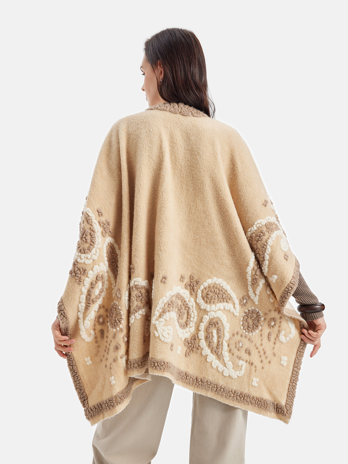 Wool Embroidered Shawl Cape