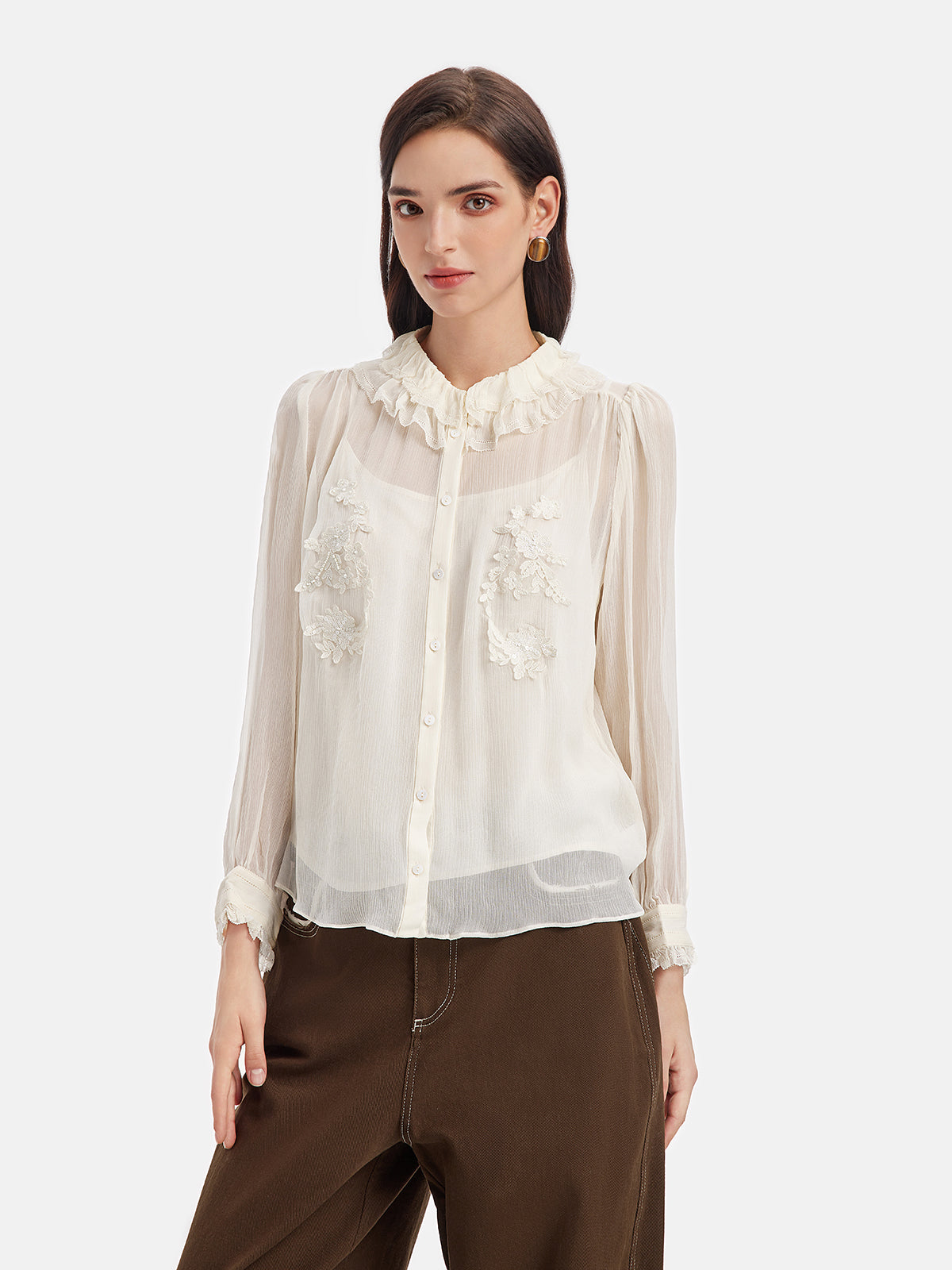 Silk Embroidered Two-Piece Blouse