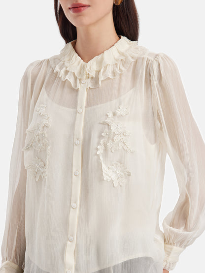 Silk Embroidered Two-Piece Blouse