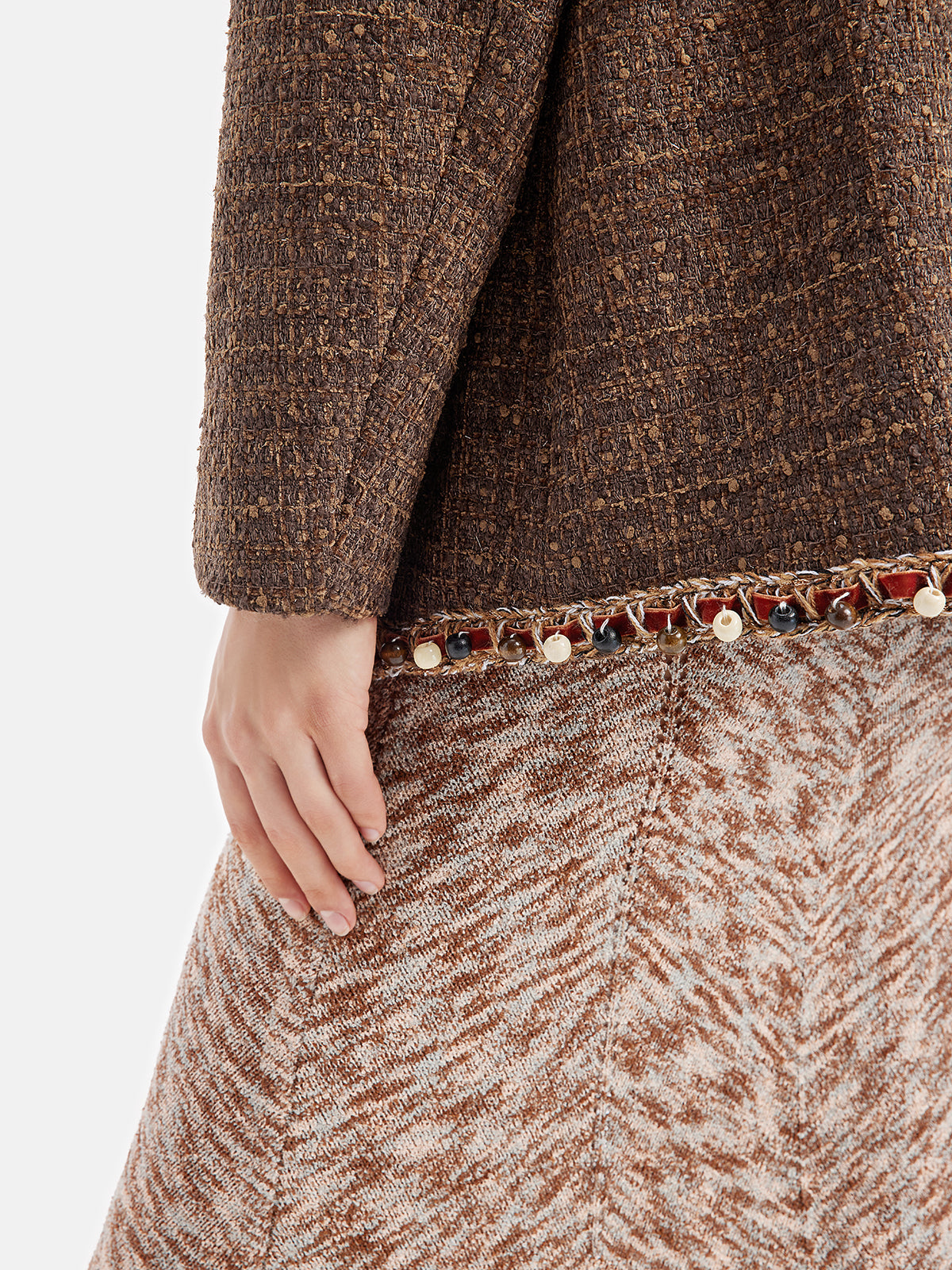 Hand-Beaded Boxy Wool Jacket