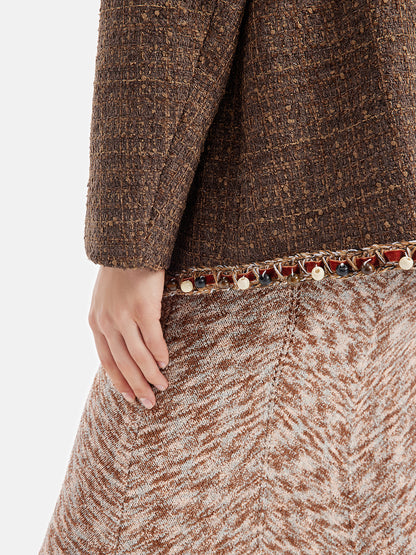 Hand-Beaded Boxy Wool Jacket