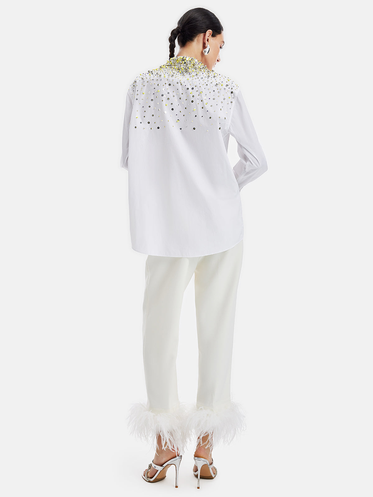 Embellished Beaded Versatile White Shirt