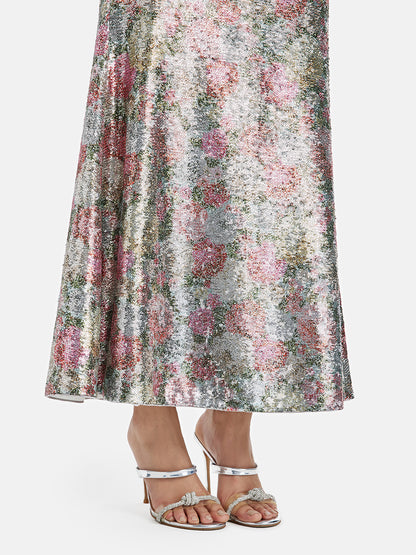 Luxe Rose Sequin Midi Skirt