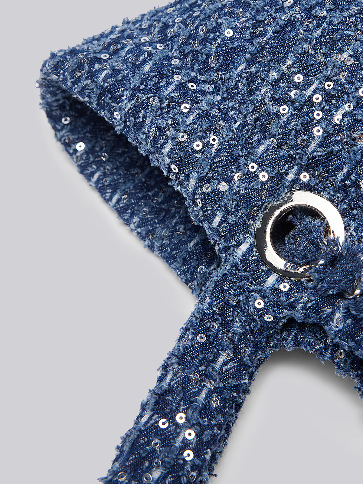 Hand-Beaded Sequin Tweed Shoulder Bag