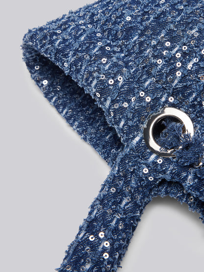 Hand-Beaded Sequin Tweed Shoulder Bag