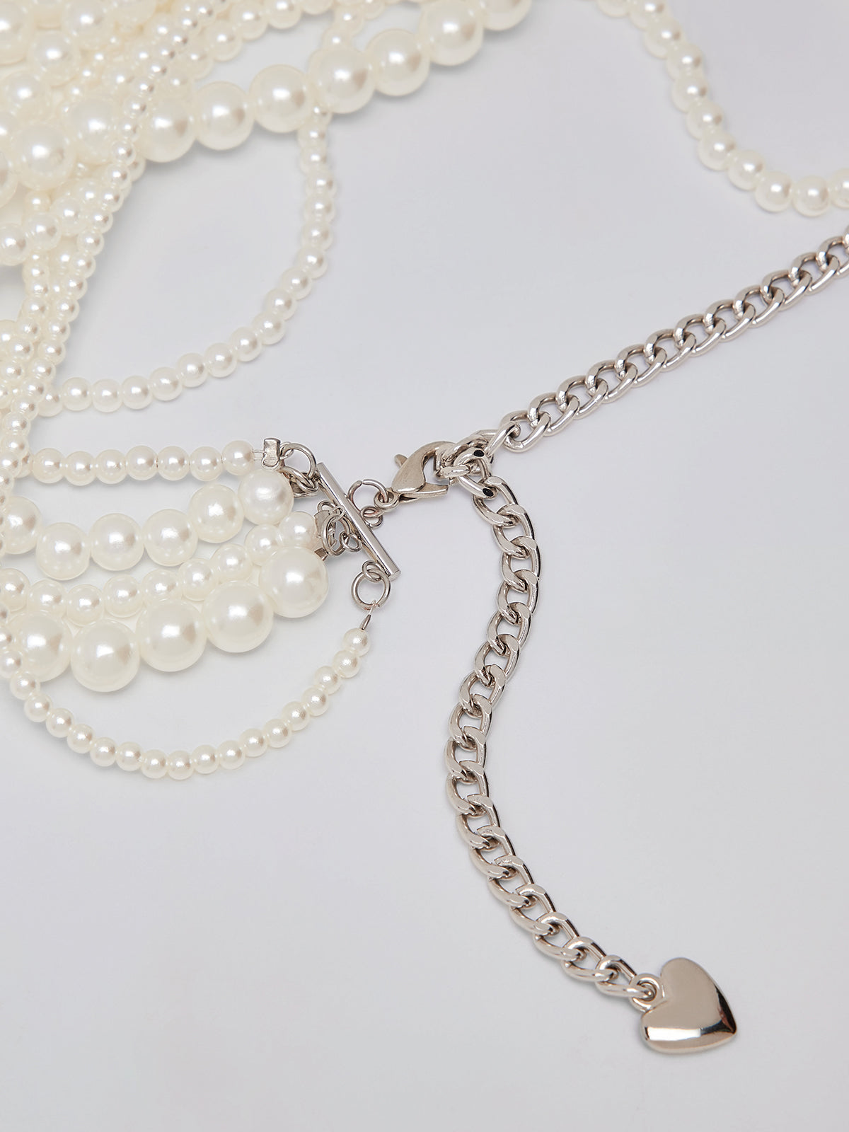 Layered Pearl Chain Halter Fringe Body Necklace