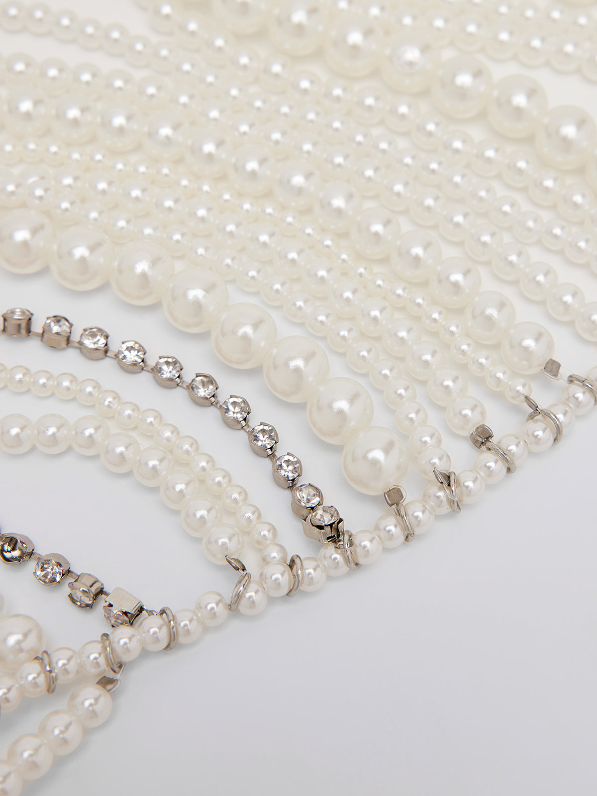 Layered Pearl Chain Halter Fringe Body Necklace