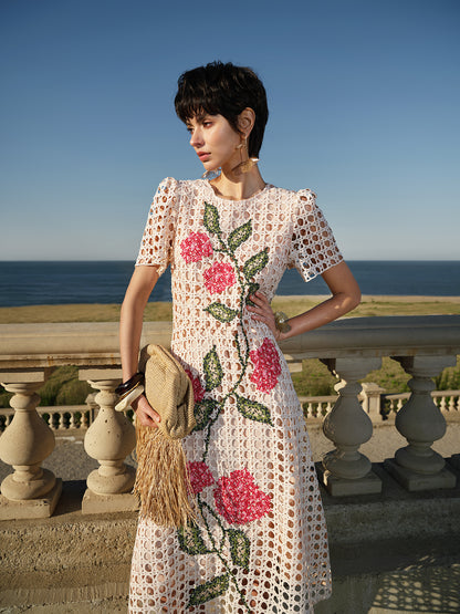 Embroidered Cutout A Line Dress