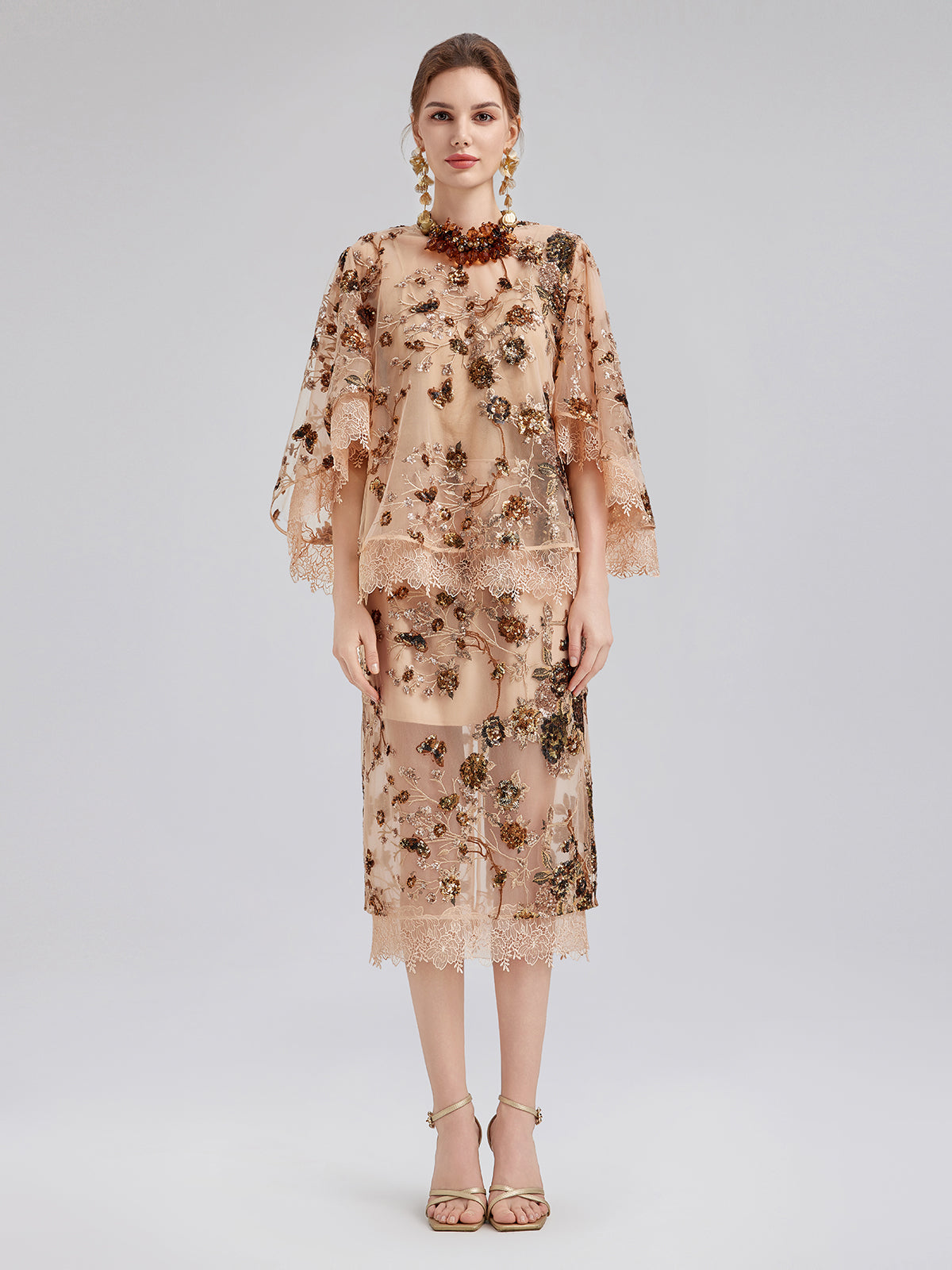 Final Sale | Luxurious Embroidered Sequin Long-Sleeve Top