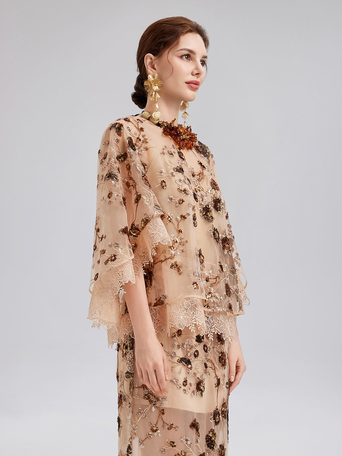 Final Sale | Luxurious Embroidered Sequin Long-Sleeve Top