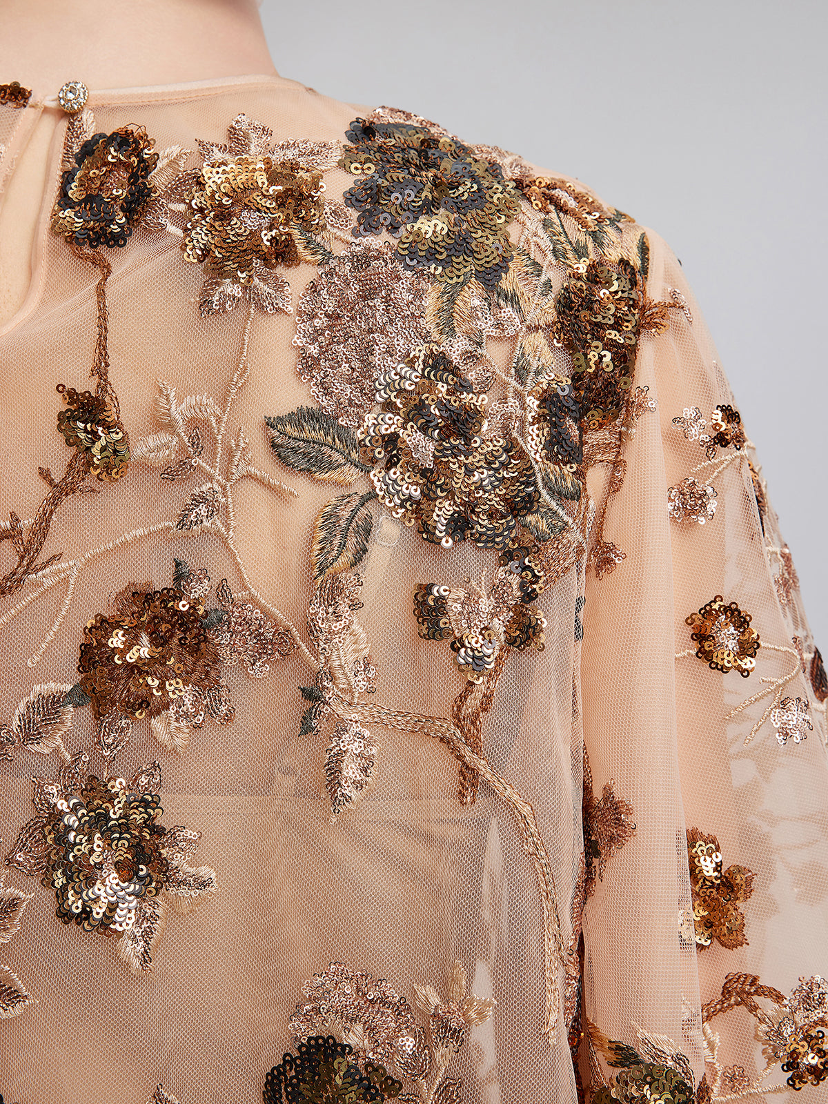 Final Sale | Luxurious Embroidered Sequin Long-Sleeve Top