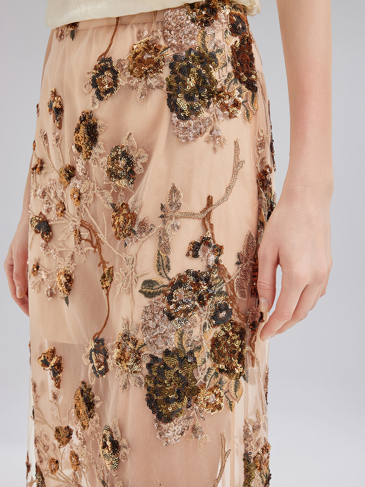Final Sale | Luxurious Embroidered Sequin Skirt